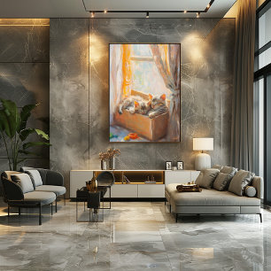 Knuffelige Kittens Slapen in het Zonlicht – Impres Poster