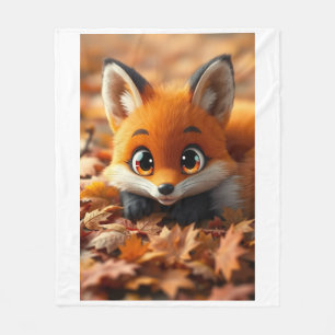 Knuffelige Kleine Vos Herfstbladeren Dekbed Fleece Deken