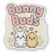 Knuffelige Konijnen Knoppen Pasen Sticker (Voorkant)