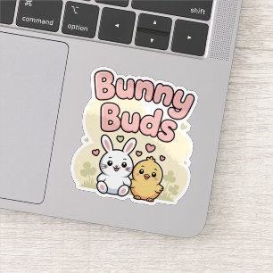 Knuffelige Konijnen Knoppen Pasen Sticker