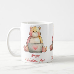 Knuffelige laptopbeer Valentijnsdag Koffiemok