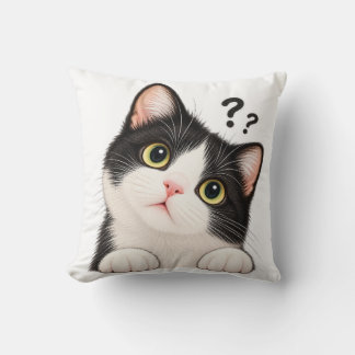 Knuffelige Nieuwsgierige Tuxedo Kat Kussensloop – Kussen