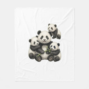 Knuffelige Panda Familie Huisdecoratie Dekentje Fleece Deken