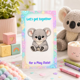 Knuffelige Pastel Koala Speelafspraak Contactkaartje