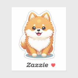 Knuffelige Pommerse pluis, Kawaii charme, klein Sticker
