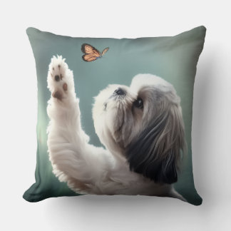 Knuffelige puppy & vlinder decoratieve kussenhoes kussen
