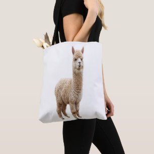 Knuffelige Realistische Fluffy Alpaca Foto Boodsch Draagtas
