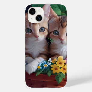 Knuffelige Schattigee Kittens in een bloemmand Case-Mate iPhone 14 Plus Hoesje