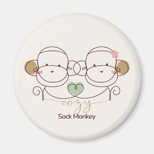 Knuffelige Sock Monkey Magneet (Voorkant)