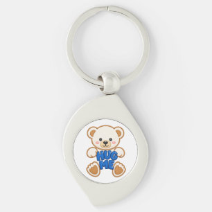 Knuffelige Teddybeer Omhels Mij Borduurwerk Stijl Sleutelhanger