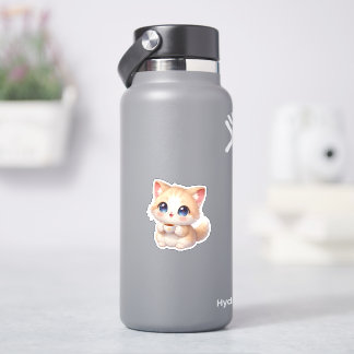 Knuffelige warme kat koffiebeker vinyl sticker