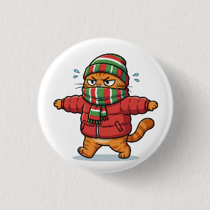 Knuffelige Winterkat met Sjaal Knop Ronde Button 3,2 Cm