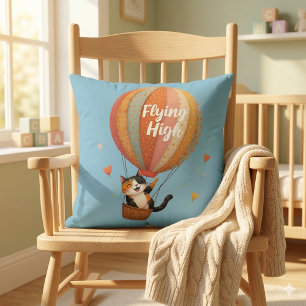 Knuffelkat Heteluchtballon Whimsische Kunst Kussen