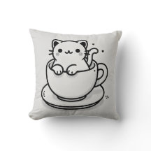 Knuffelkat in Theekop Worpkussen