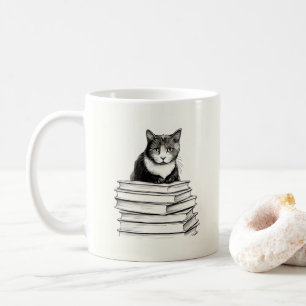 Knuffelkatje op Boeken Koffiemok