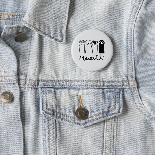 Knuffelkattenpootjes Miauw Knop Badge Ronde Button 5,7 Cm (In situ)