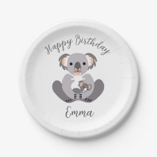 Knuffelkoala - Wildlife - Happy Birthday - Feest Papieren Bordje