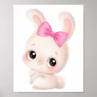 Knuffelkonijn met Roze Strik Muur Kunst Poster