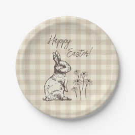 Knuffelkonijnen Bonanza - Gelukkig Pasen. Papieren Bordje