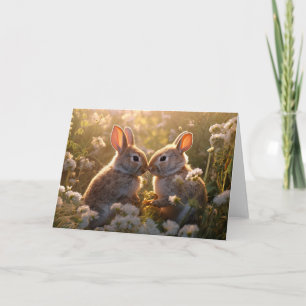 Knuffelkonijnen in Lenteweide Ontwerp Kaart