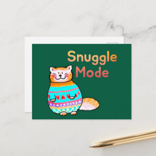 Knuffelmodus Knus Oranje Kat Postkaart  