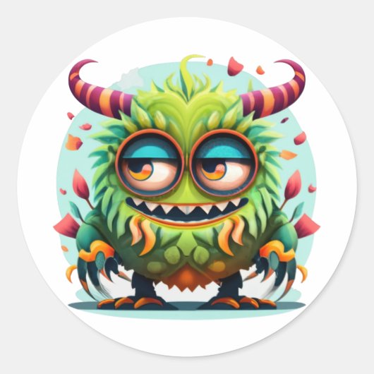 knuffelmonster ronde sticker (Voorkant)