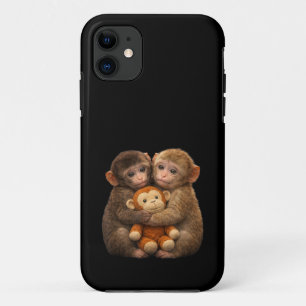 Knuffelpaar Aapjes die elkaar omhelzen in Pluche K iPhone 11 Hoesje