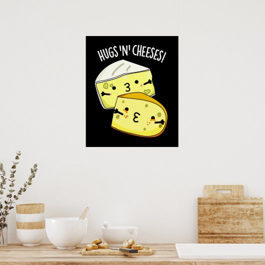 Knuffels en kazen Grappige kaaspen Donker BG Poster (Keuken)