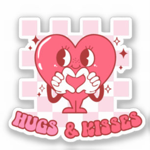 "Knuffels en kusjes"   Schattige & Liefdevol Roze  Sticker