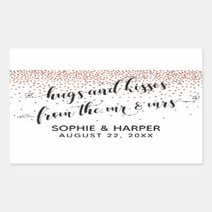 Knuffels en Kusjes van de Mr & Mrs Copper Confetti Rechthoekige Sticker