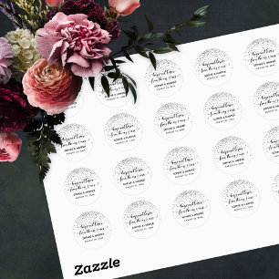 Knuffels en Kusjes van de Mr & Mrs Silver Confetti Ronde Sticker