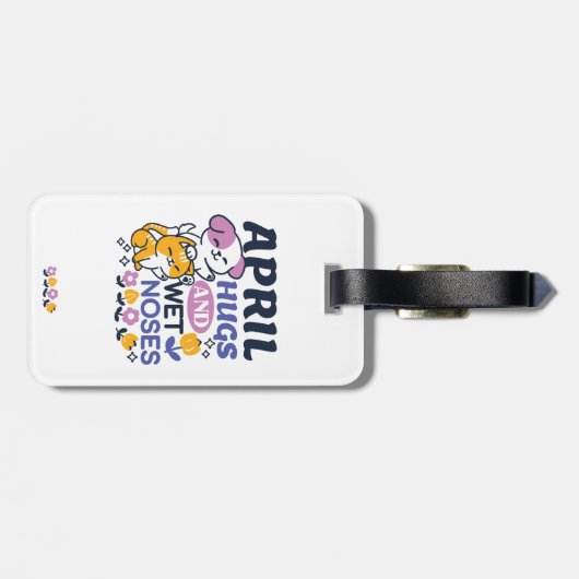 Knuffels en natte neuzen - Schattigee honden- en k Bagagelabel (Achterkant horizontaal)