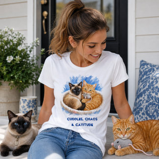 Knuffels & Katitude Aquarel Moppige Katten Tri-Blend Shirt