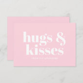 Knuffels & kisses roze wit moderne typografie kaar (Voorkant / Achterkant)