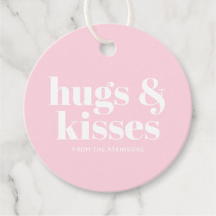 Knuffels & kisses roze wit moderne vet typografie bedankjes labels