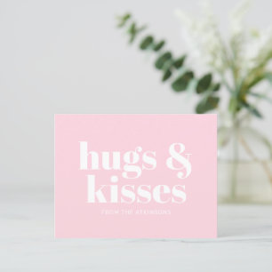 Knuffels & kisses roze wit moderne vet typografie briefkaart