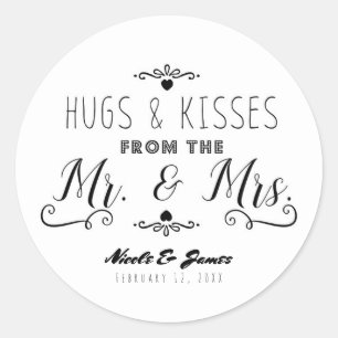 KNUFFELS & KUSJES Van de MENEER & MEVROUW. Huwelij Ronde Sticker