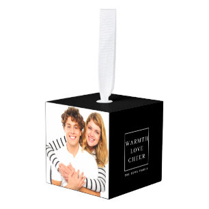 Knuffels Liefde en Vreugde Stijlvolle Trendy Kerst Kubus Ornament