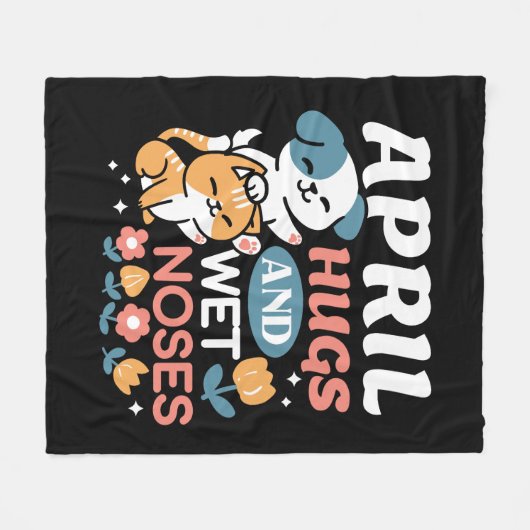 Knuffels, natte neuzen en voorjaarsvibes - speels  fleece deken (Voorkant (Horizontaal))