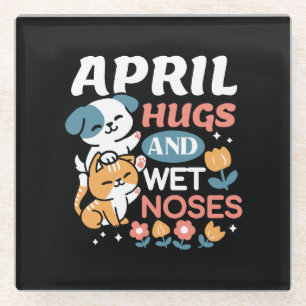 Knuffels, natte neuzen en voorjaarsvibes - speels  glazen onderzetter