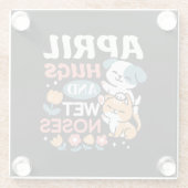 Knuffels, natte neuzen en voorjaarsvibes - speels glazen onderzetter (Achterkant)