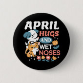 Knuffels, natte neuzen en voorjaarsvibes - speels  ronde button 5,7 cm (Voorkant)