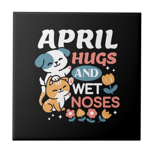 Knuffels, natte neuzen en voorjaarsvibes - speels tegeltje (Voorkant)