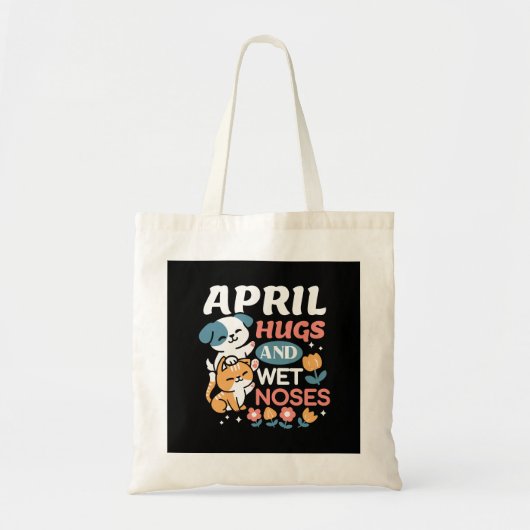Knuffels, natte neuzen en voorjaarsvibes - speels tote bag (Voorkant)