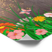 Knuffelwitkonijn in bloementuin Kunst nursery Poster (Hoek)