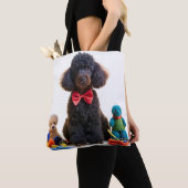 Knuffelzwarte poedel Chenille Canvas tas (Dichtbij)