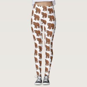 Knuffige beer met bloem cartoon illustratie leggings