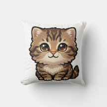 Knuffige bruine tabby poes werp kussen
