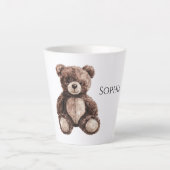 Knuffige Chocolade Bruine Teddydbeer Latte Mok (Voorkant)