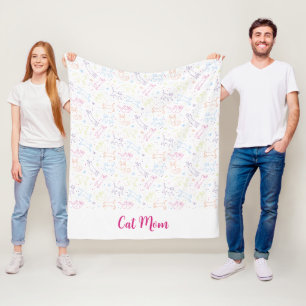 Knuffige gelukkige met de hand getekende katten fl fleece deken